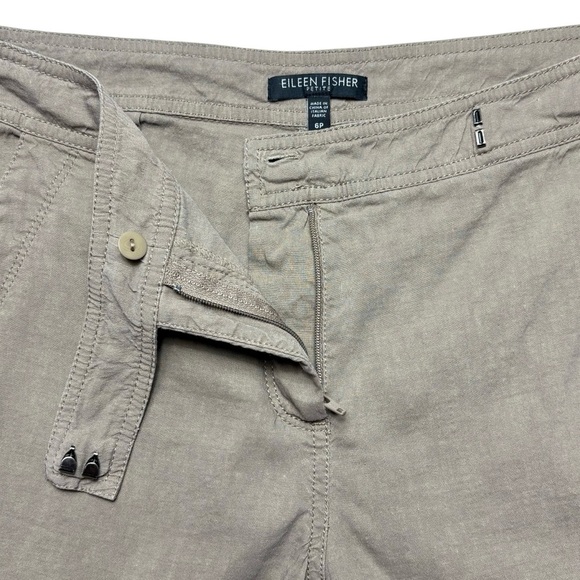 Eileen Fisher Linen Viscose Trouser Pant Size 6P Straight Leg Stretch Tan - Picture 9 of 12